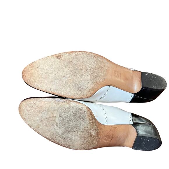 Rare Salvatore Ferragamo Kitten Heels Black - White Size 7 - 7.5 - Picture 10 of 11